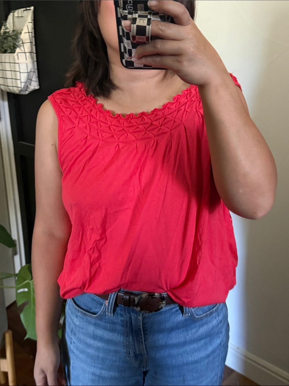 Anthropologie X Maeve Pleated Coral Cotton Blend Modal Tank. L